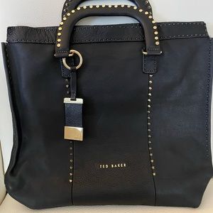 Ted Baker, black leather tote, 15 x 14